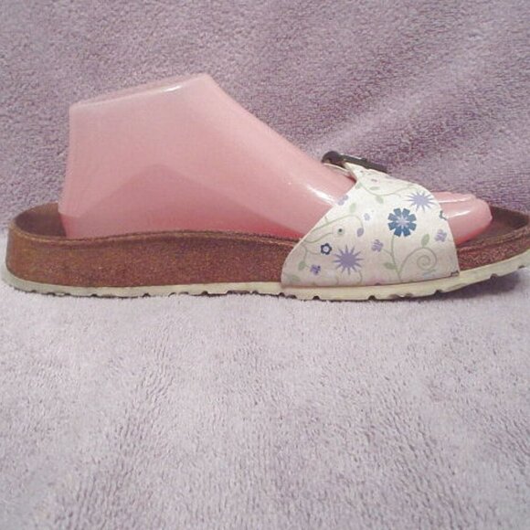 Birkenstock Papillio Madrid Sandals Size 9 Floral Leather Slip On Slide Comfort - Picture 4 of 14